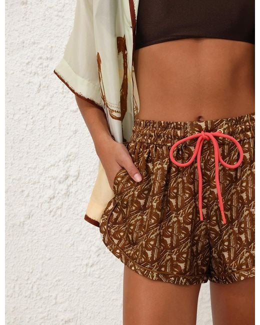 Zimmermann Brown Drawstring Shorts