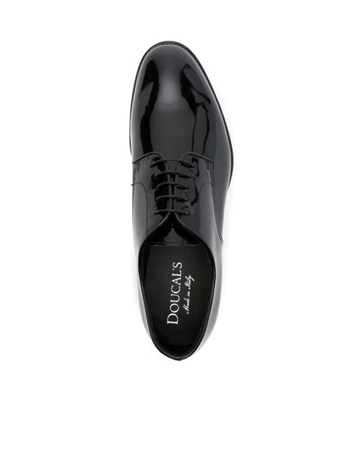 Doucal's Black Patent-Leather Derby Shoes for men