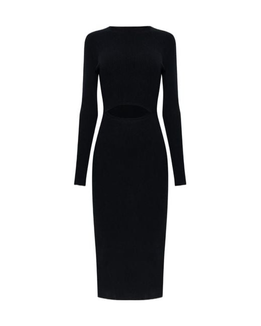 DIESEL Black Pelagos Cut-Out Ribbed Midi Dress
