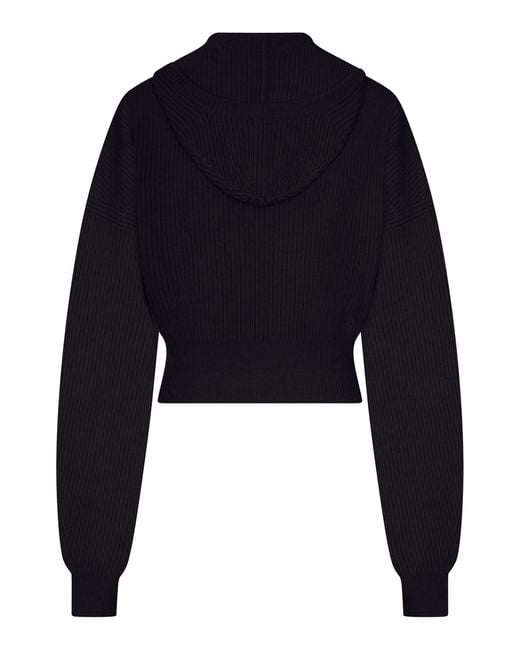 Sportmax Blue Long-Sleeve Hooded Knit Top