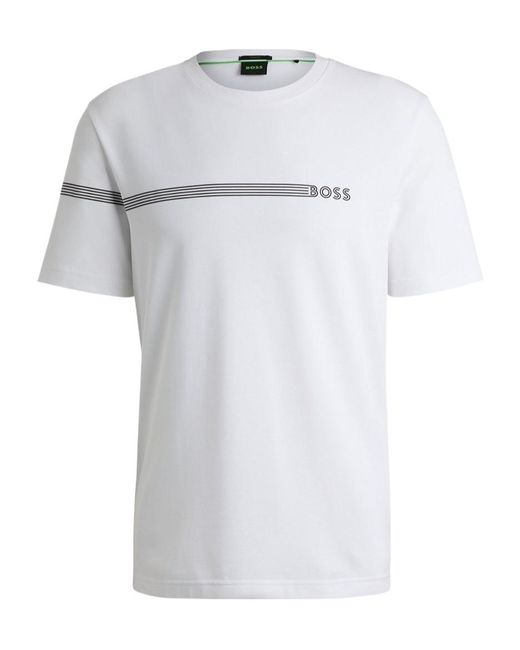 Boss White Boss Logo Printed Crewneck T-Shirt for men