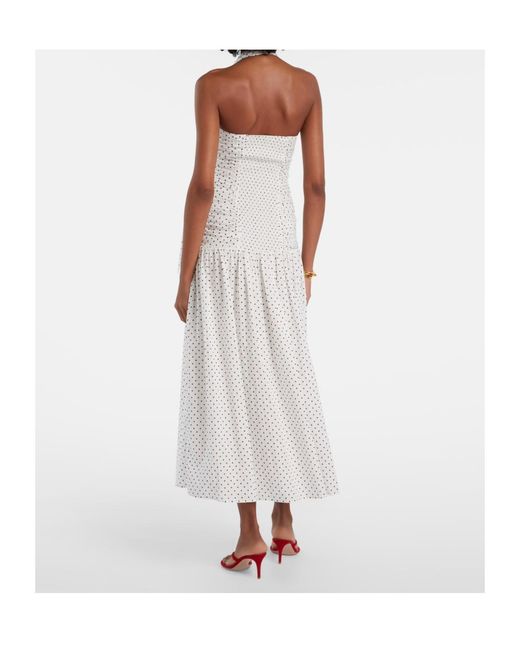 Posse White Edie Polka-Dot Halterneck Midi Dress