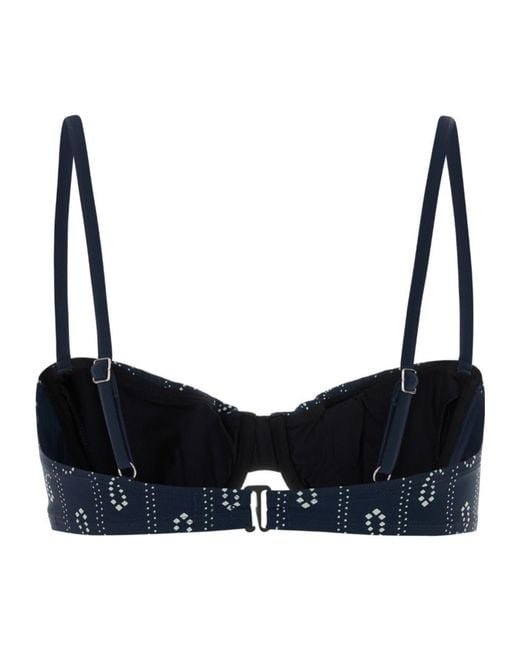 Tory Burch Blue All-Over Paisley Print Stretch Bikini Top