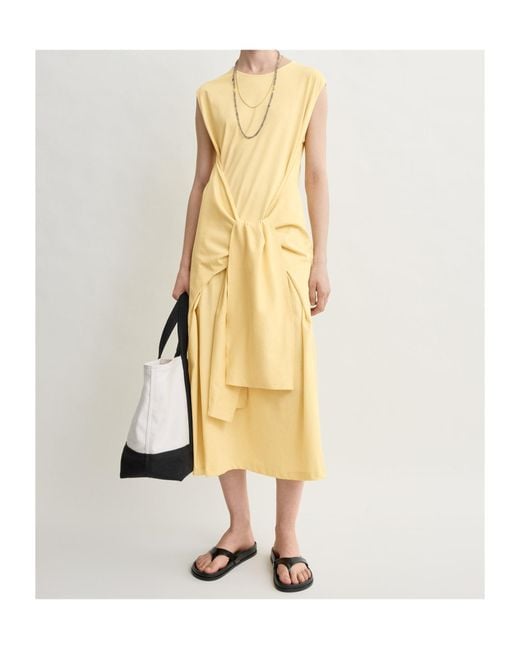Totême  Metallic Tie-waist Jersey Dress Buttercup