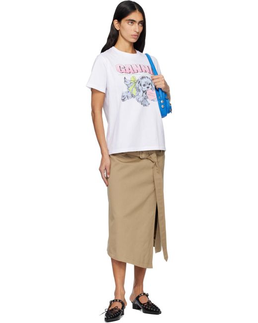 Ganni White Puppy T-Shirt