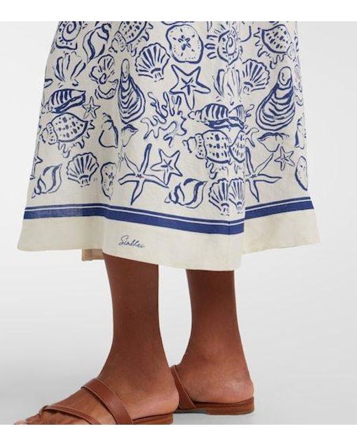 Jonathan Simkhai Blue Audria Printed Linen-Blend Shirt Dress