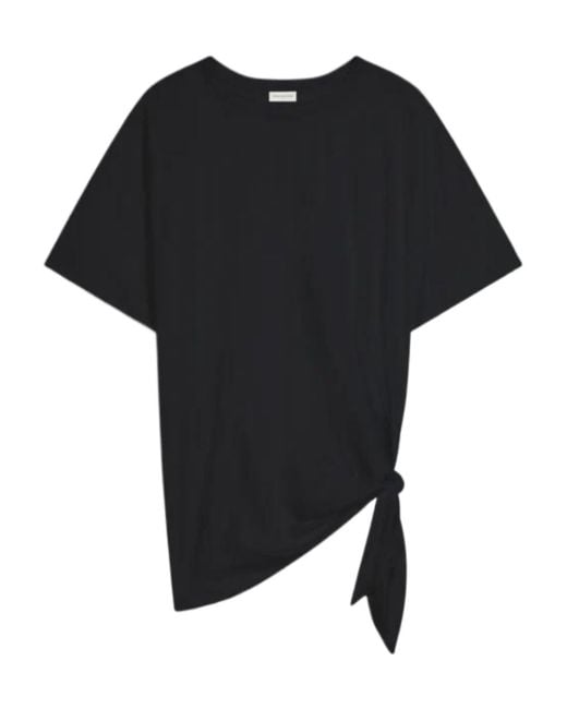 Dries Van Noten Black Open-Necked Shirt