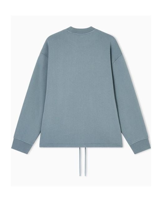 Emporio Armani Blue Cotton Flocked Sweatshirt for men