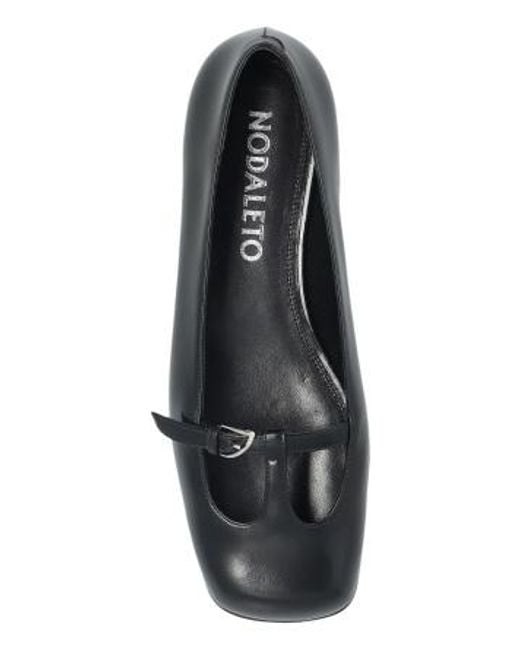 NODALETO Black Buckled Ballet Flats
