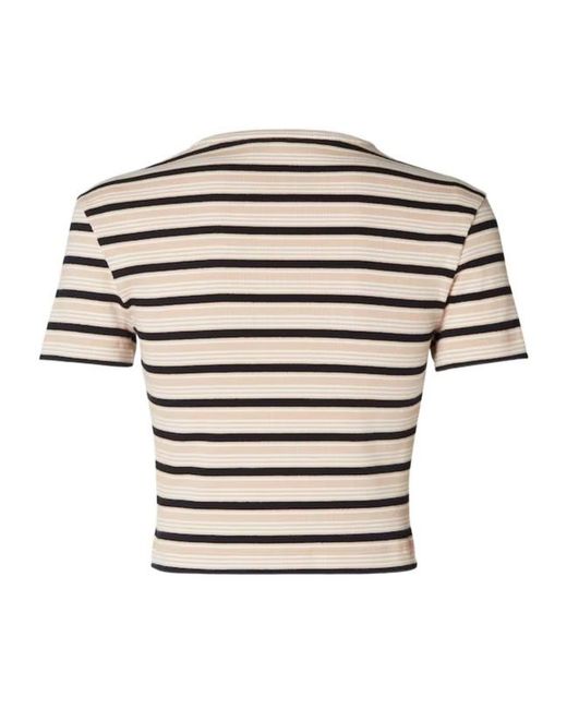 Fendi White Logo Patch Striped Cropped Jumper