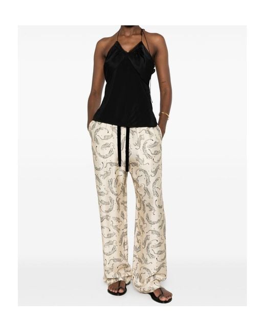 Forte_forte Natural Leopard-Print Drawstring Palazzo Pants