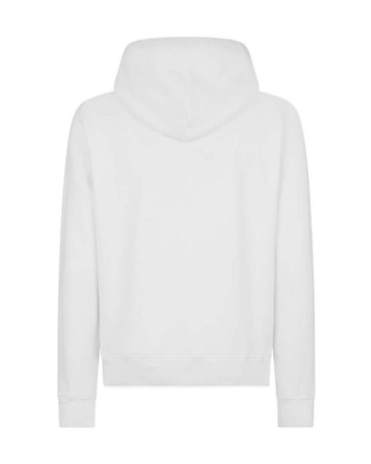 DSquared² White Logo Embossed Drawstring Hoodie for men