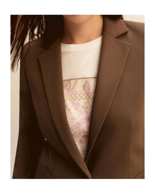 Marella Brown Single-Breasted Stretch Jacket
