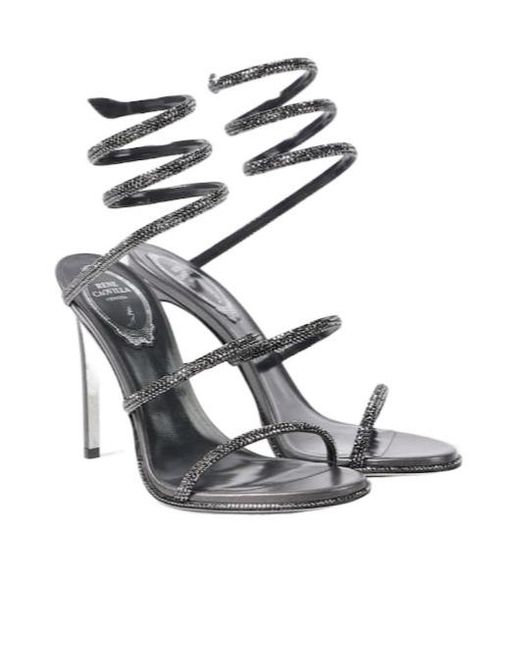 Rene Caovilla White Cleo Embellished Leather Sandals