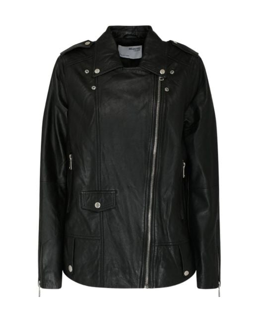 SELECTED Black Zip-Fastening Press-Stud Jacket