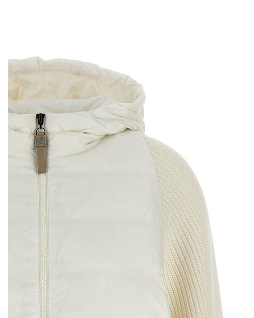 Brunello Cucinelli White Zip-Up Down Jacket