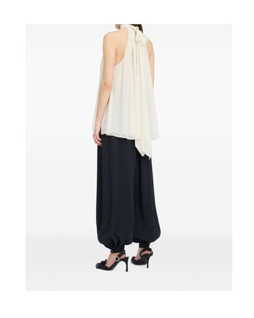 ROTATE BIRGER CHRISTENSEN White Halterneck Bow Top