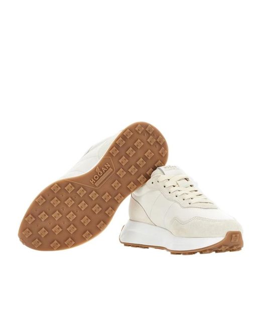 Hogan White Logo Patch Panelled Sneakers