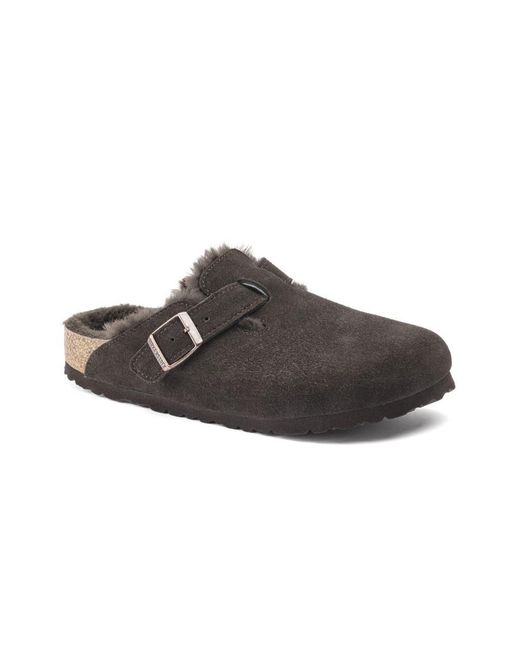 Birkenstock Gray Boston Shearling Slipon Mules for men