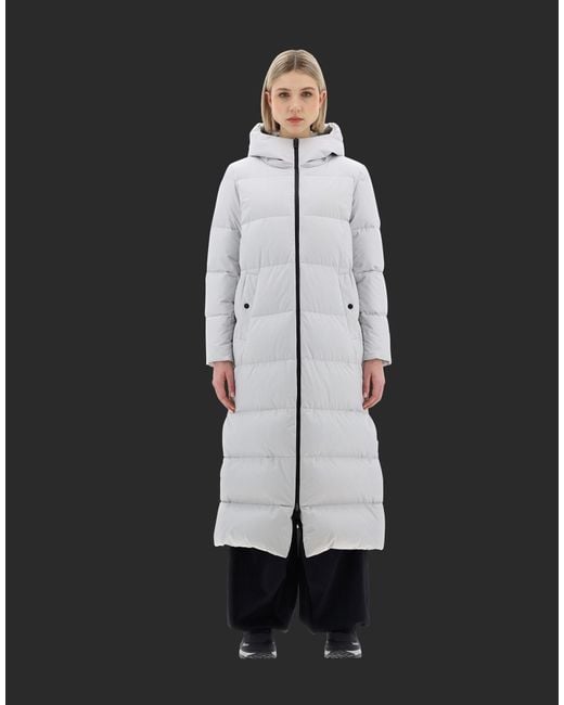 Herno White Zip-Up Hooded Long Coat