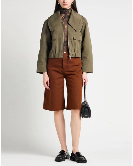 Ganni Green Embroidered Logo Casual Jacket