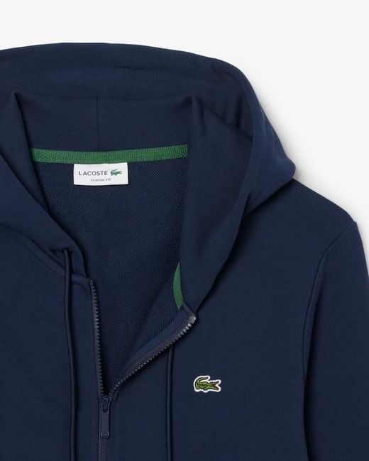Lacoste Blue Logo Patch Zipped Hoodie for men