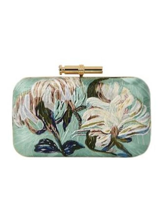 Givenchy Green Pout Evening Clutch With Floral Embroideries