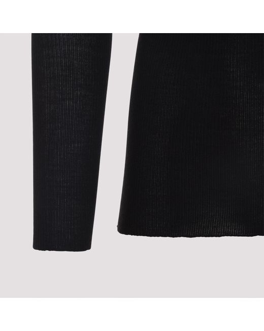 Rick Owens Black Ribbed Round Neck Pullover for men
