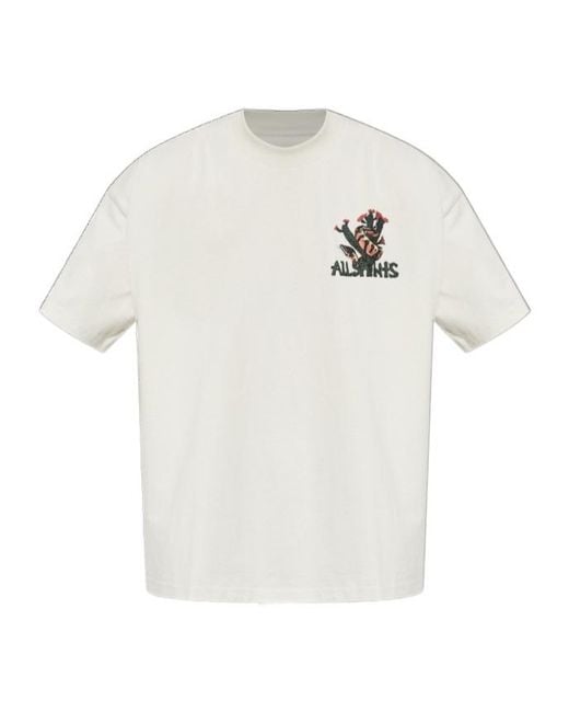 AllSaints White Crew Neck Short-Sleeved T-Shirt for men