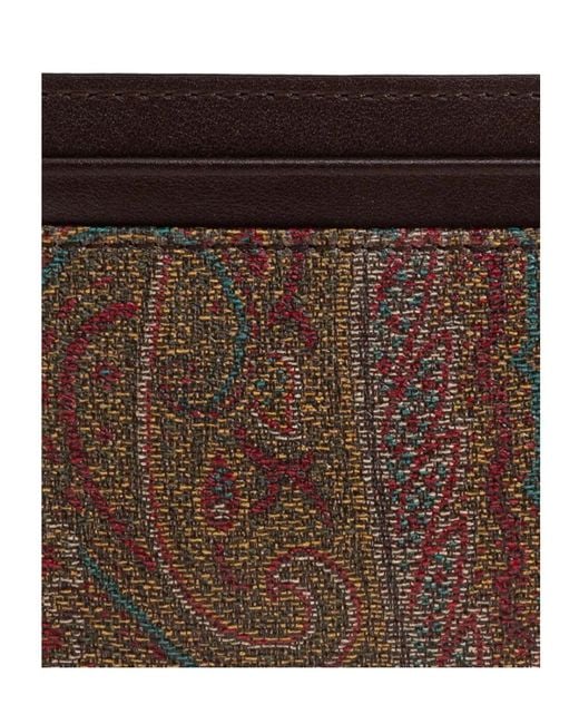 Etro Brown Paisley Printed Logo Embossed Wallet for men