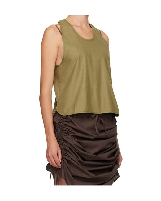 Baserange Green Sleeveless Round Neck Top