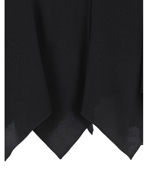 Valentino Black Pleat Detailed Asymmetric-Hem Skirt