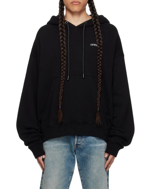Off-White c/o Virgil Abloh Black Scratch Arrow Printed Drawstring Hoodie for men