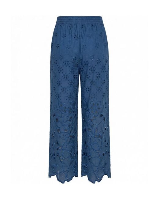 Ermanno Scervino Blue Elastic Waist Casual Pants