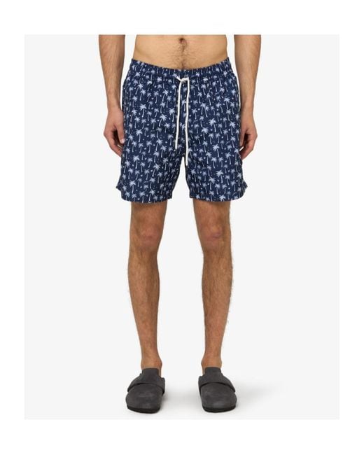 Polo Ralph Lauren Blue Palm Tree-Print Drawstring Swim Shorts for men