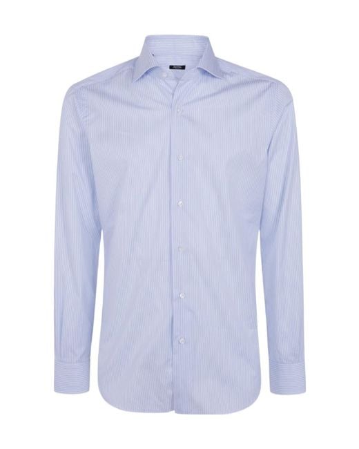 Barba Napoli Blue Long-Sleeved Shirt for men