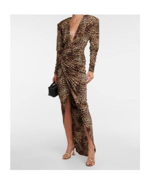 Alexandre Vauthier Brown Leopard-Print Jersey Maxi Dress