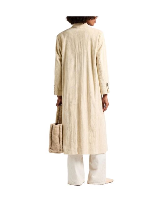 Brunello Cucinelli Natural Double-Breasted Coat