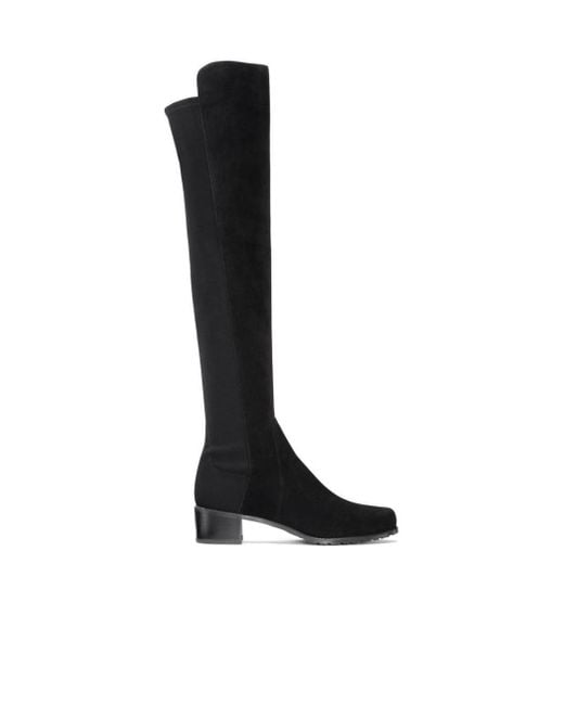 Stuart Weitzman Black Thick-Heeled Knee-High Boots