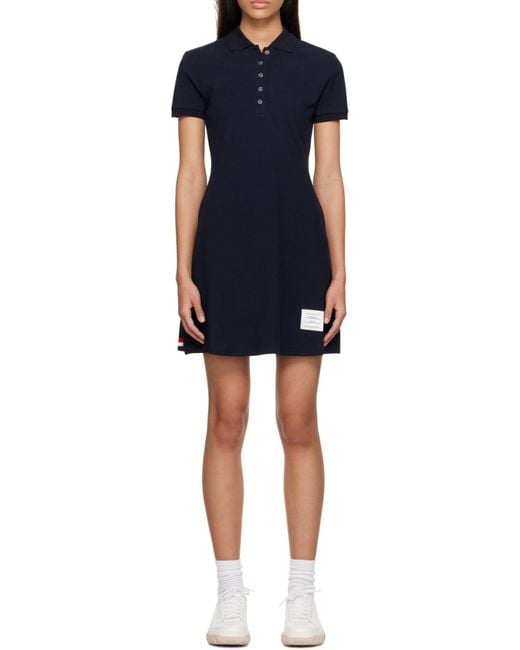 Thom Browne Black Pique Short-Sleeve Tennis Dress