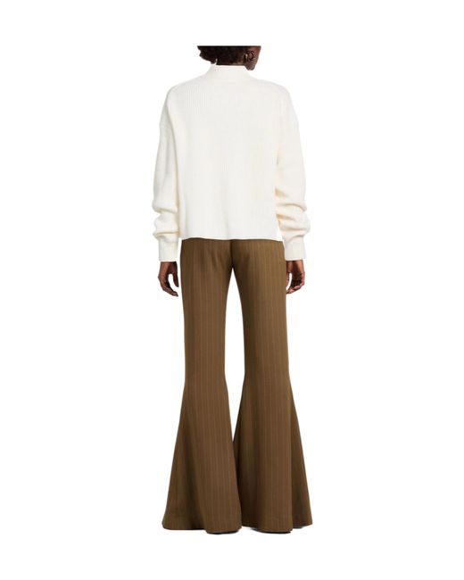 Max Mara White Mock-Neck Ribbed Knit Sweater