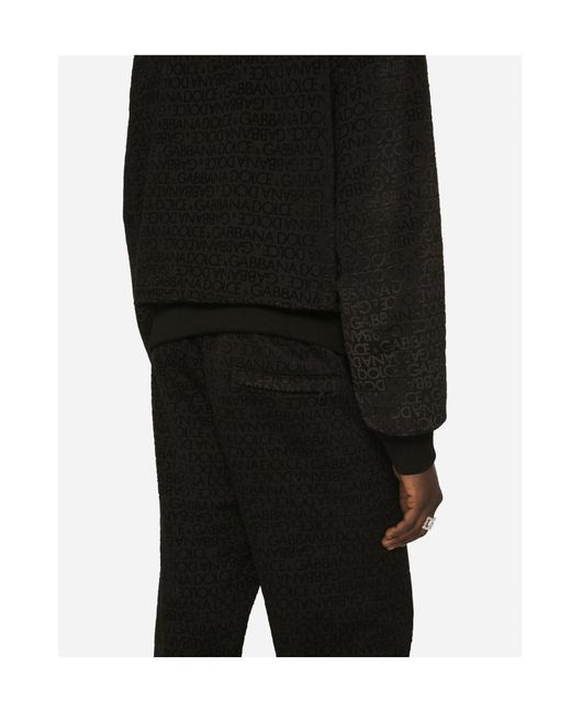 Dolce & Gabbana Black All-Over Logo Flocked Joggers for men