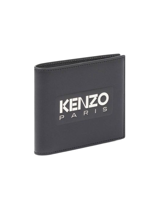 KENZO Black Logo-Embossed Bi-Fold Wallet for men