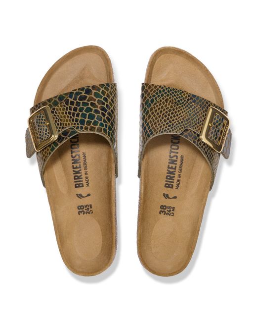 Birkenstock Brown Single-Strap Cork Slide Sandals