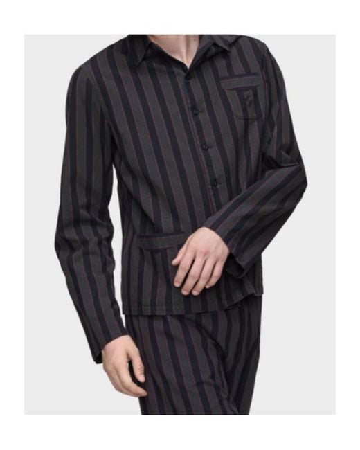Maison Margiela Blue Long Sleeve Striped Pattern Shirt for men