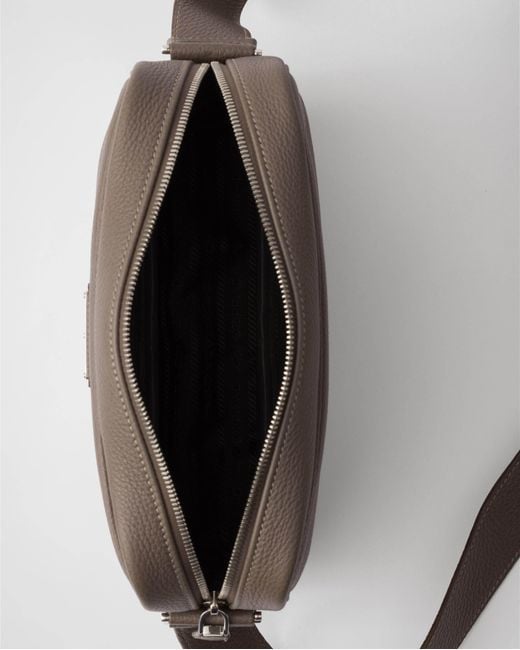 Prada Brown Textured Leather Crossbody Bag for men