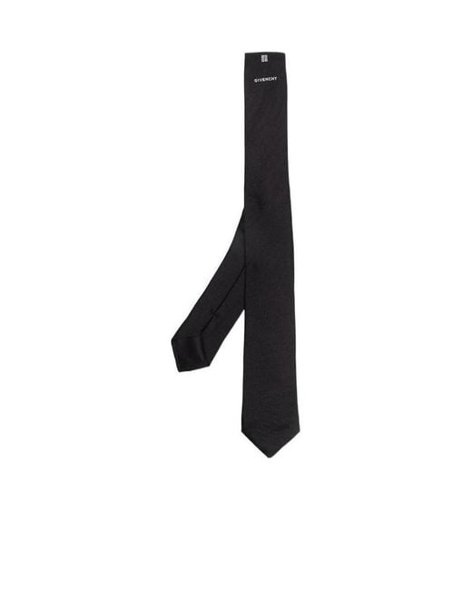 Givenchy Black Embroidered-Logo Tie for men