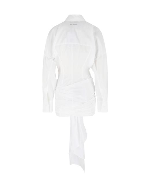 The Attico White The Strapped Shirt Dress