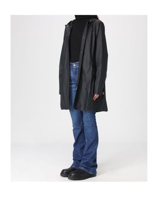 Rains Blue A-Line W Press-Stud Raincoat