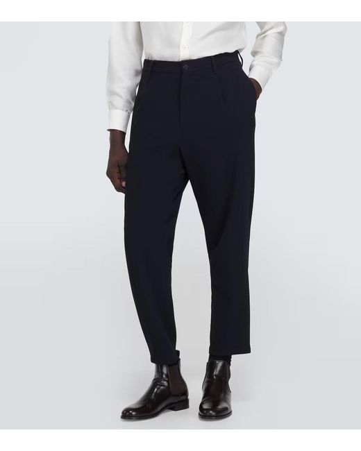 Giorgio Armani Blue Pure Wool Casual Pants for men